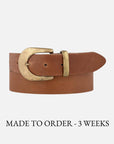 MADE TO ORDER Andrea | Gold Buckle Leather Belt Women: Wine