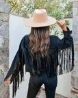 Denise Tassel Denim Jacket: Black