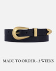 MADE TO ORDER Adrie | Skinny Leather Belt Women: Black