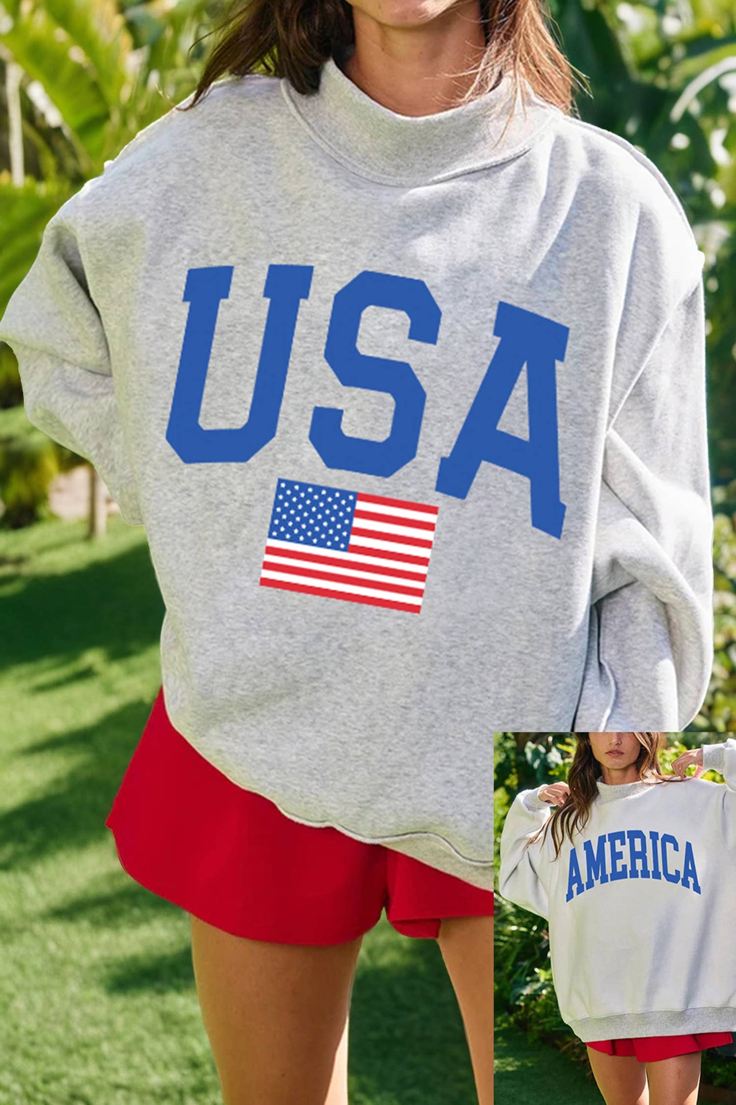 Mock Neck USA 4th of July