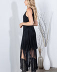 SOUTHERN FRINGE SUEDE DRESS: CAMEL / L
