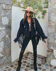Denise Tassel Denim Jacket: Black