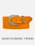 MADE TO ORDER Andrea | Gold Buckle Leather Belt Women: Wine
