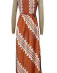 Ethnic Print Slip Midi Dress: White