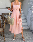 High-Waisted Cami Dress: Pink