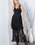 SOUTHERN FRINGE SUEDE DRESS: CAMEL / L