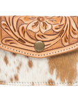 Tooling Leather Cowhide Purse Chile: Tan & White