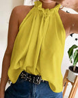 Frill hem sleeveless flowy tank top: YELLOW