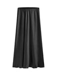 Satin Slit Maxi Skirt: Dark Brown