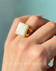 CLARITY I 15mm Mother of Pearl Square Adjustable Ring I GF