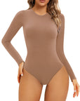 SHAPERX Long Sleeve Bodysuit Crew Neck