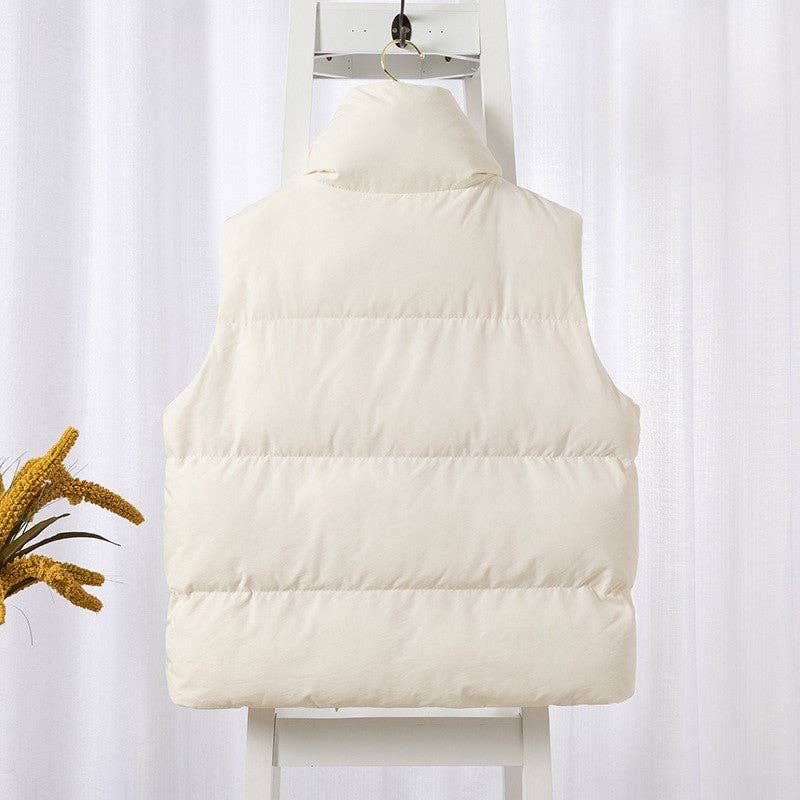 Stand Collar Vest: WHITE
