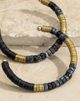 Brass Multi Beaded Hoop Earrings: Black(BLK) / OS
