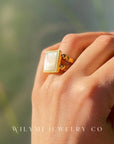 CLARITY I 15mm Mother of Pearl Square Adjustable Ring I GF