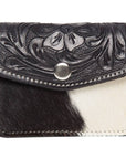 Tooling Leather Cowhide Purse Chile: Tan & White