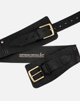 Liv l Double Buckle Waist Leather Belt Women: Black