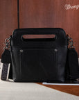 Wrangler Top Handle Embroidered Fringe Mini Tote/Crossbody: Black