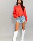 Solid Cropped Sweatshirt: Red