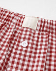 Red Plaid Gingham Printed High Waist Shorts: Red Stripe