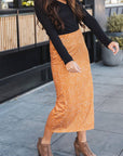 Polly Side Slit Midi Skirt: Cheetah Brown