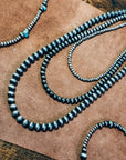Faux Silver Beaded Navajo Pearl Strand Stackable Necklace: 16 in / 4 mm