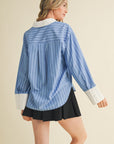 Sky Blue Striped Collard Shirt