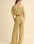 Miou Muse:TEXTURED FABRIC LOOSE PANTS