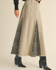 Miou Muse: LEOPARD PRINT PANELED LONG SKIRT
