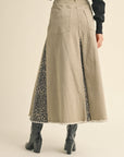 Miou Muse: LEOPARD PRINT PANELED LONG SKIRT