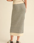 Miou Muse: STRIPED PATTERN KNITTED SKIRT