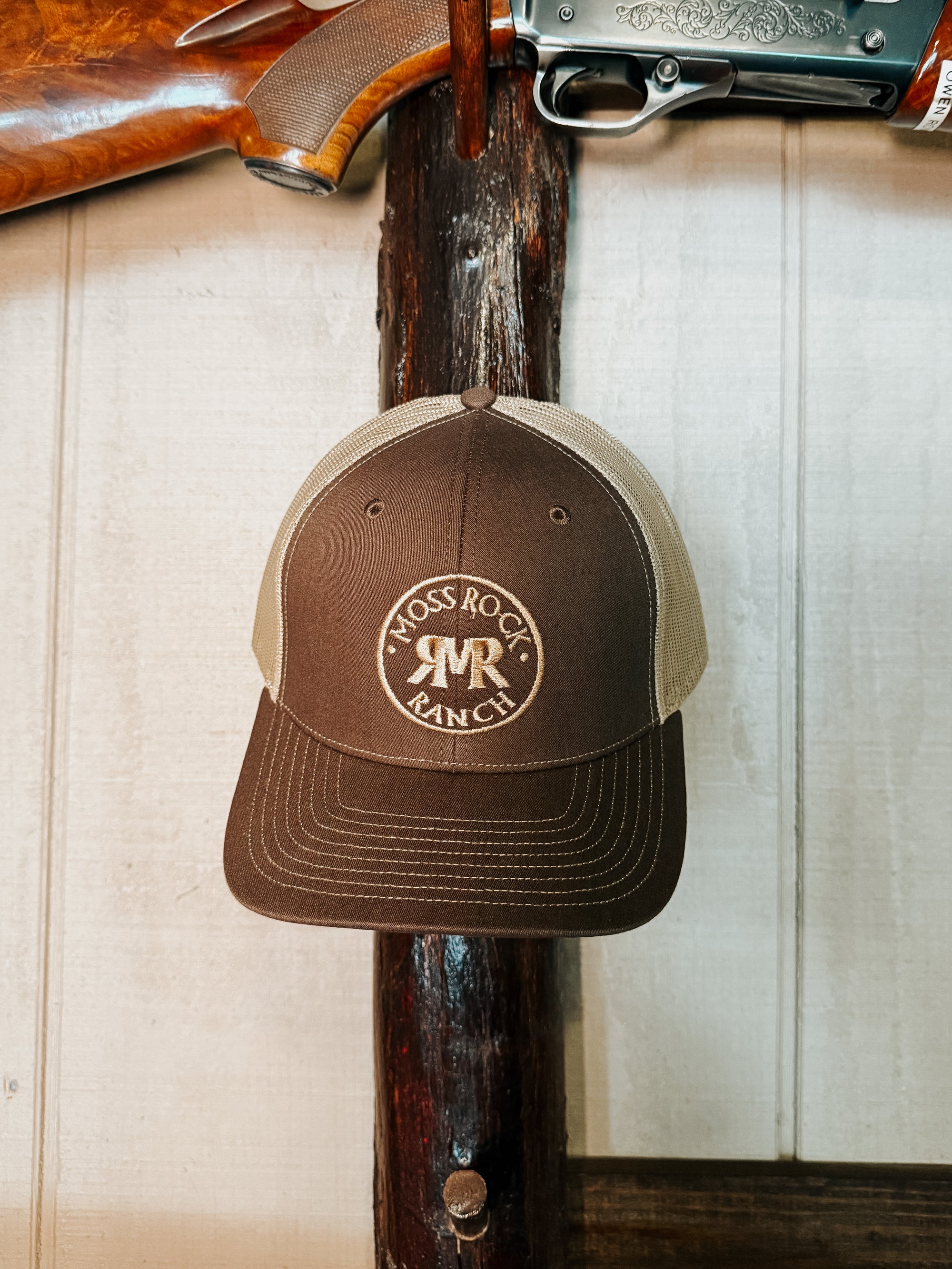 Moss Rock Logo Hat: Tan &amp; Brown