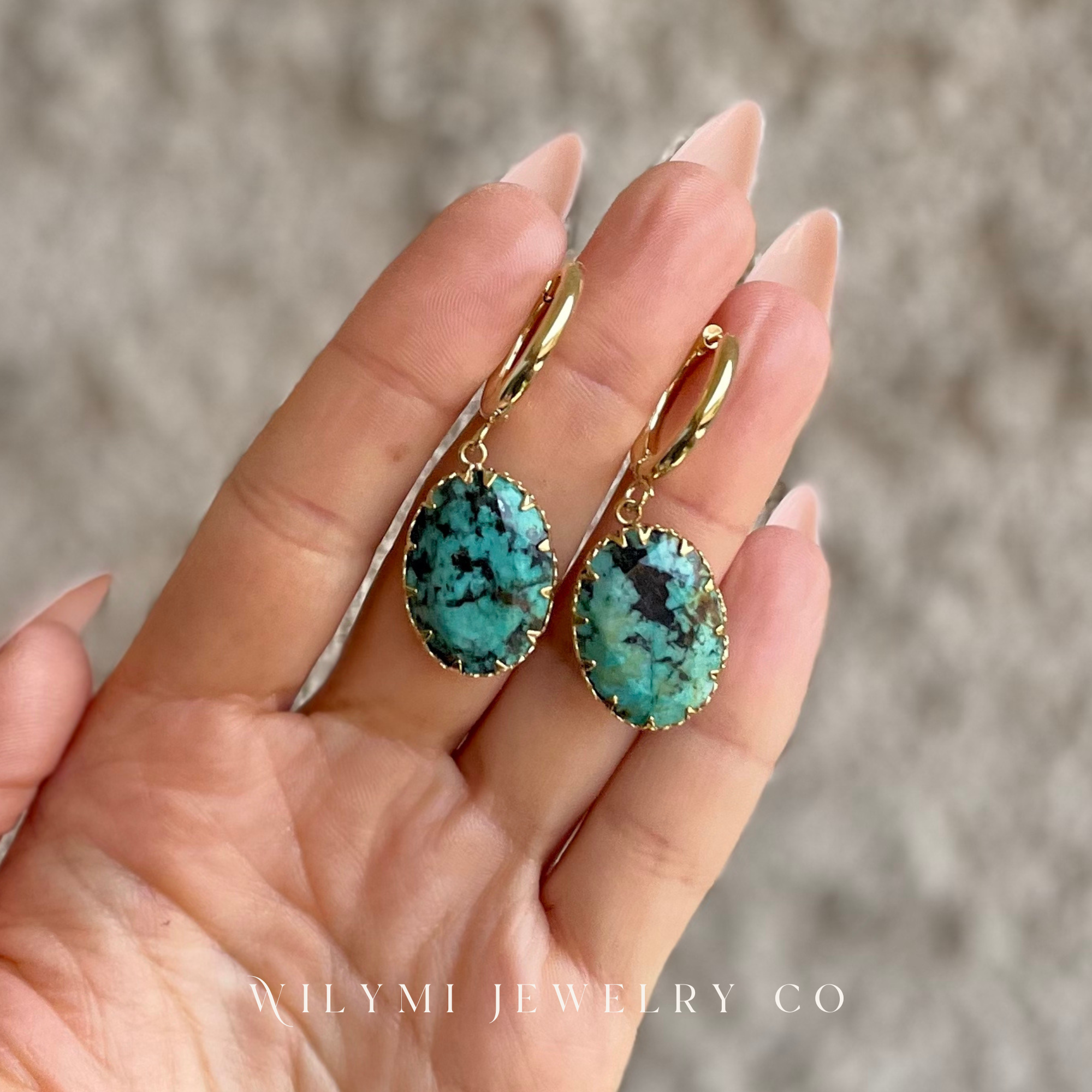 JOY Zoisite Gemstone Oval Hoop Earrings | Stainless Steel