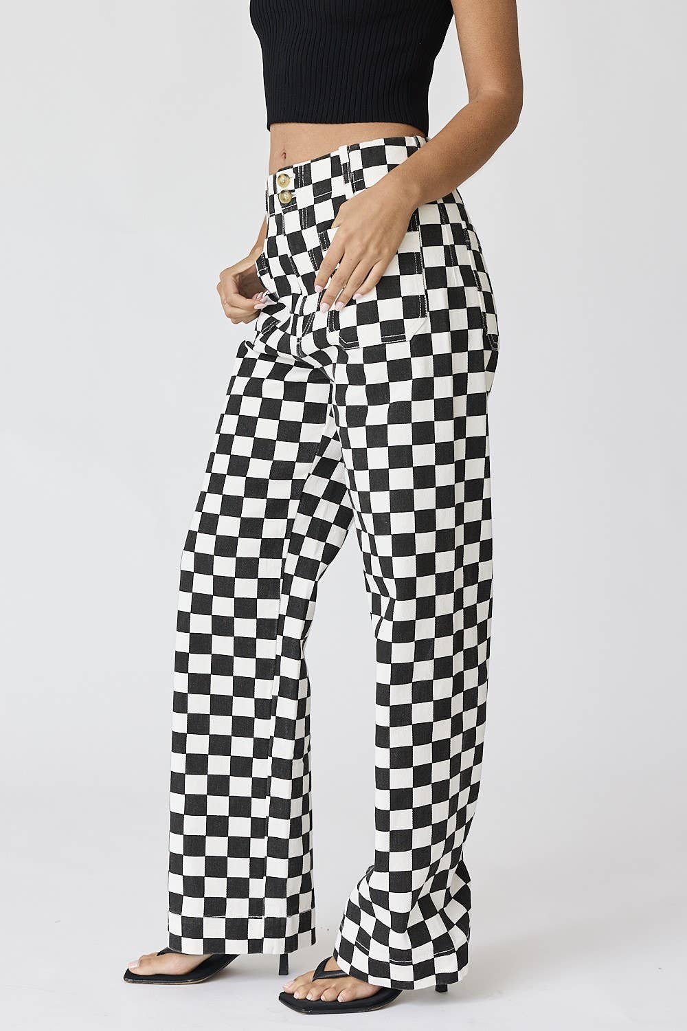 PP16140-4 - Demi Checkered Bottoms w Elastic Band: Black