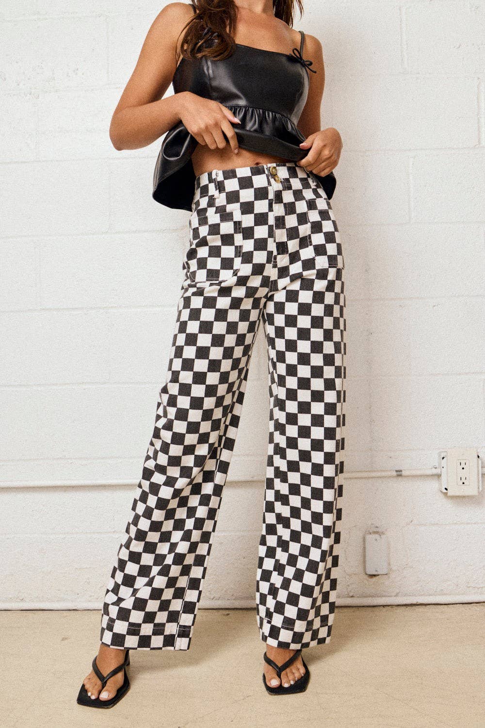 PP16140-4 - Demi Checkered Bottoms w Elastic Band: Black