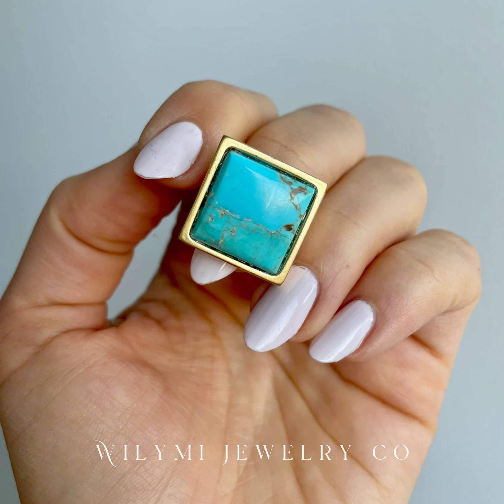 MM FULL PACKAGE Turquoise Ring | 16mm Square Stone I 24K GF
