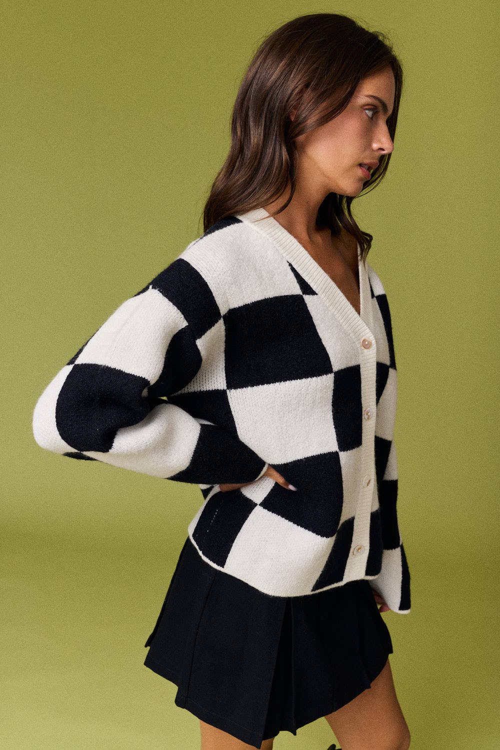 Brooke Campus Cardigan: BLACK/WHITE