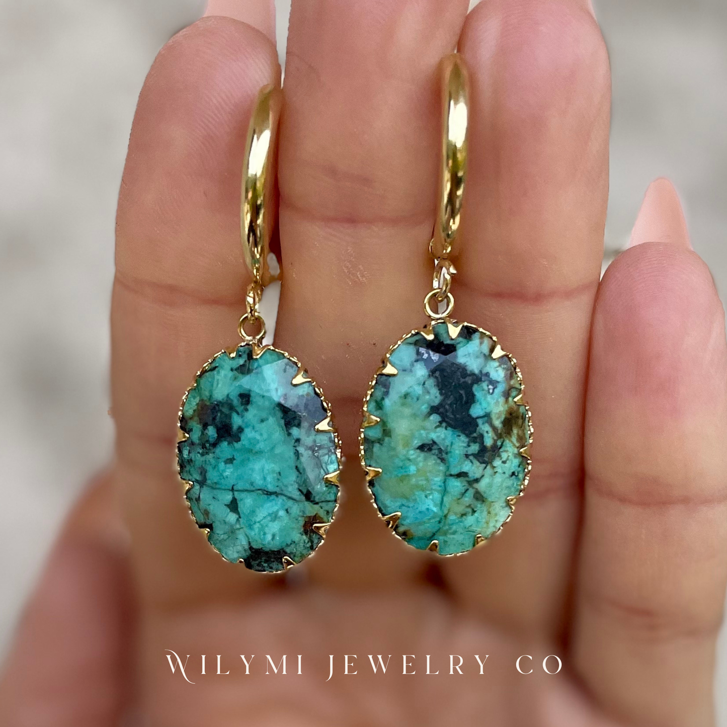 JOY Zoisite Gemstone Oval Hoop Earrings | Stainless Steel