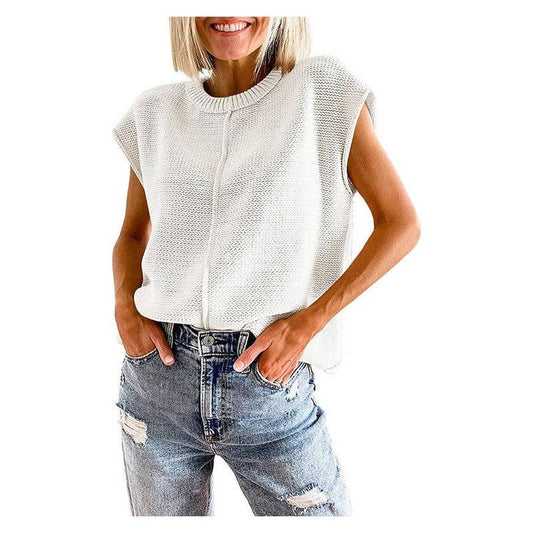 White Sleeveless Knit Shirt