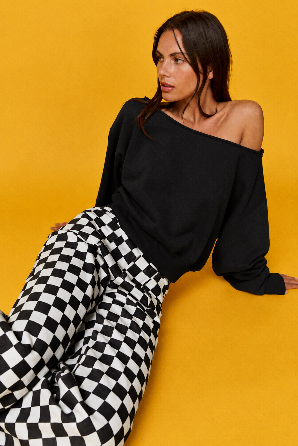 PP16140-4 - Demi Checkered Bottoms w Elastic Band: Black