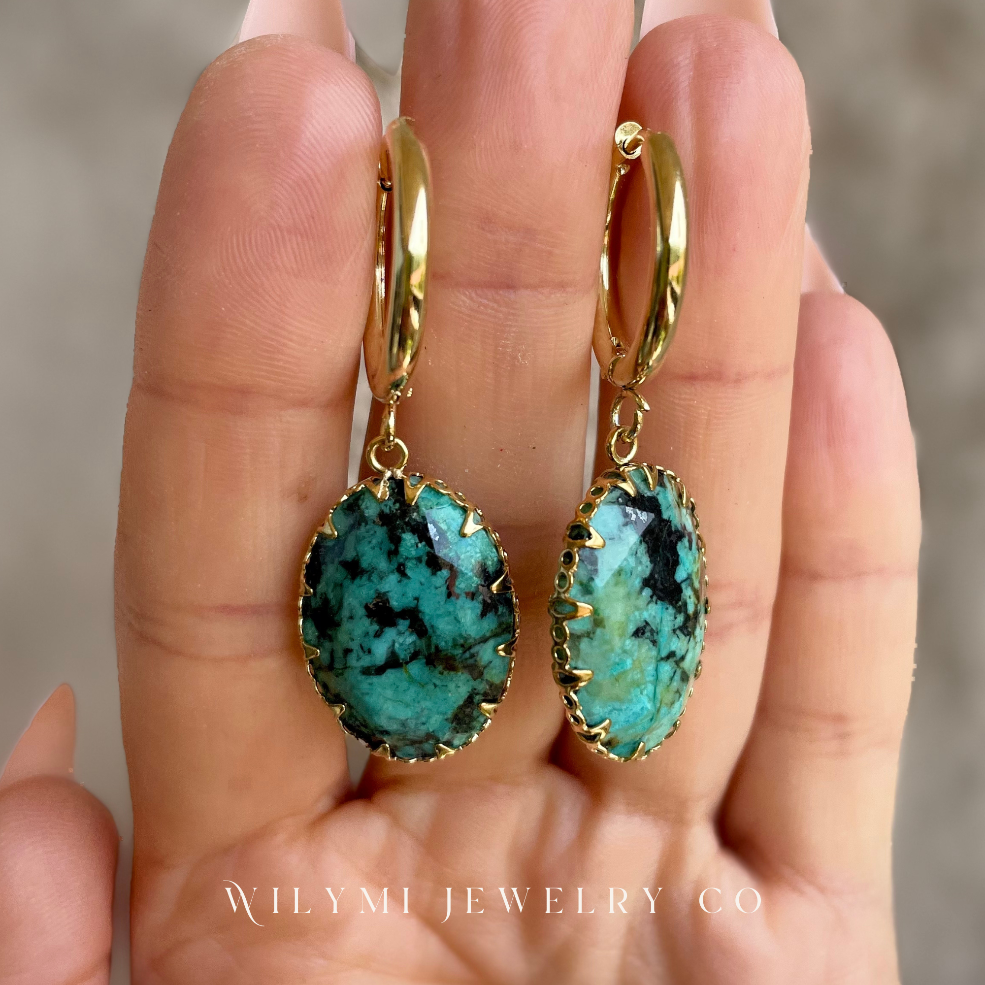 JOY Zoisite Gemstone Oval Hoop Earrings | Stainless Steel