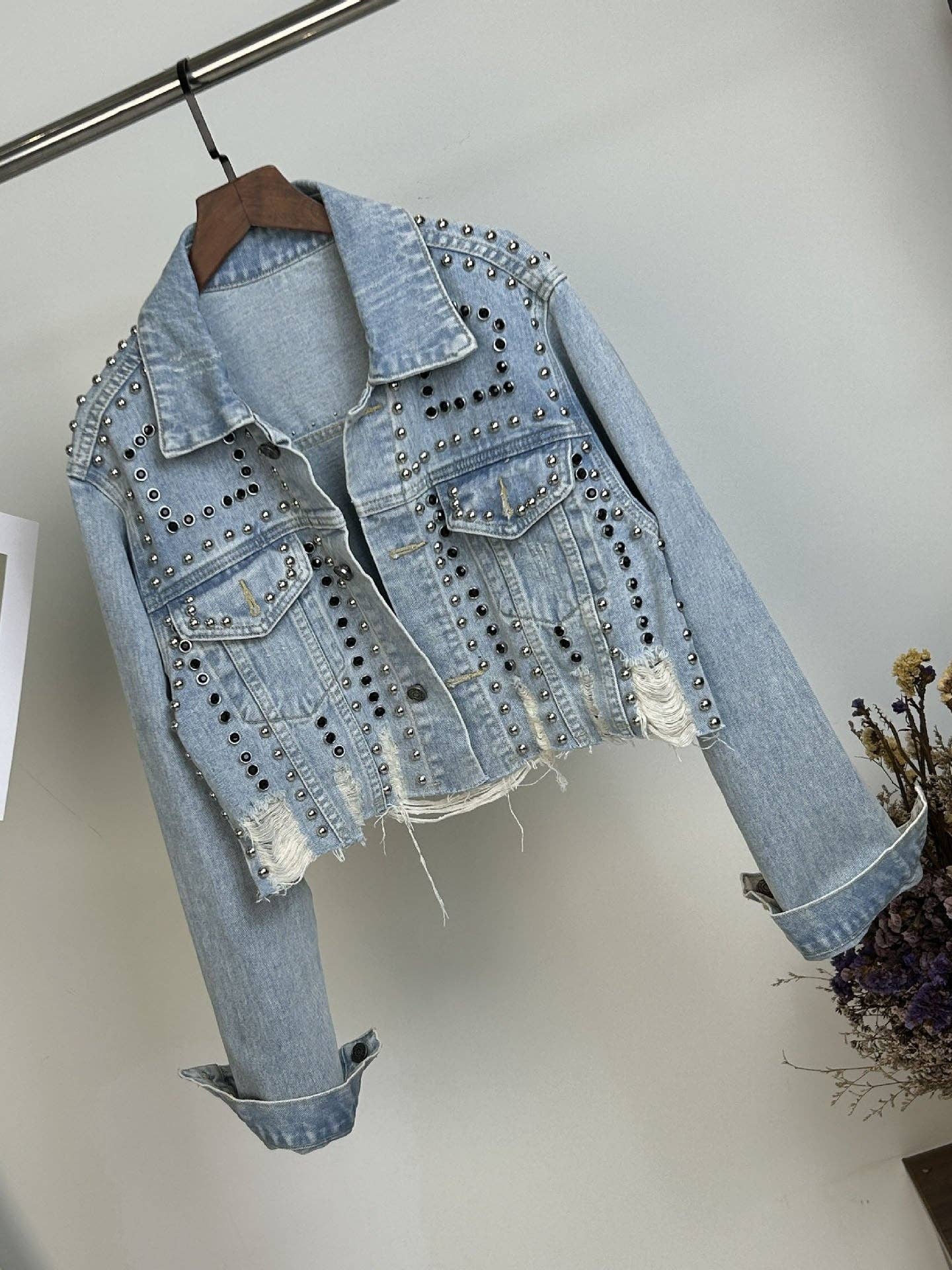 Distressed Cropped Denim Jacket