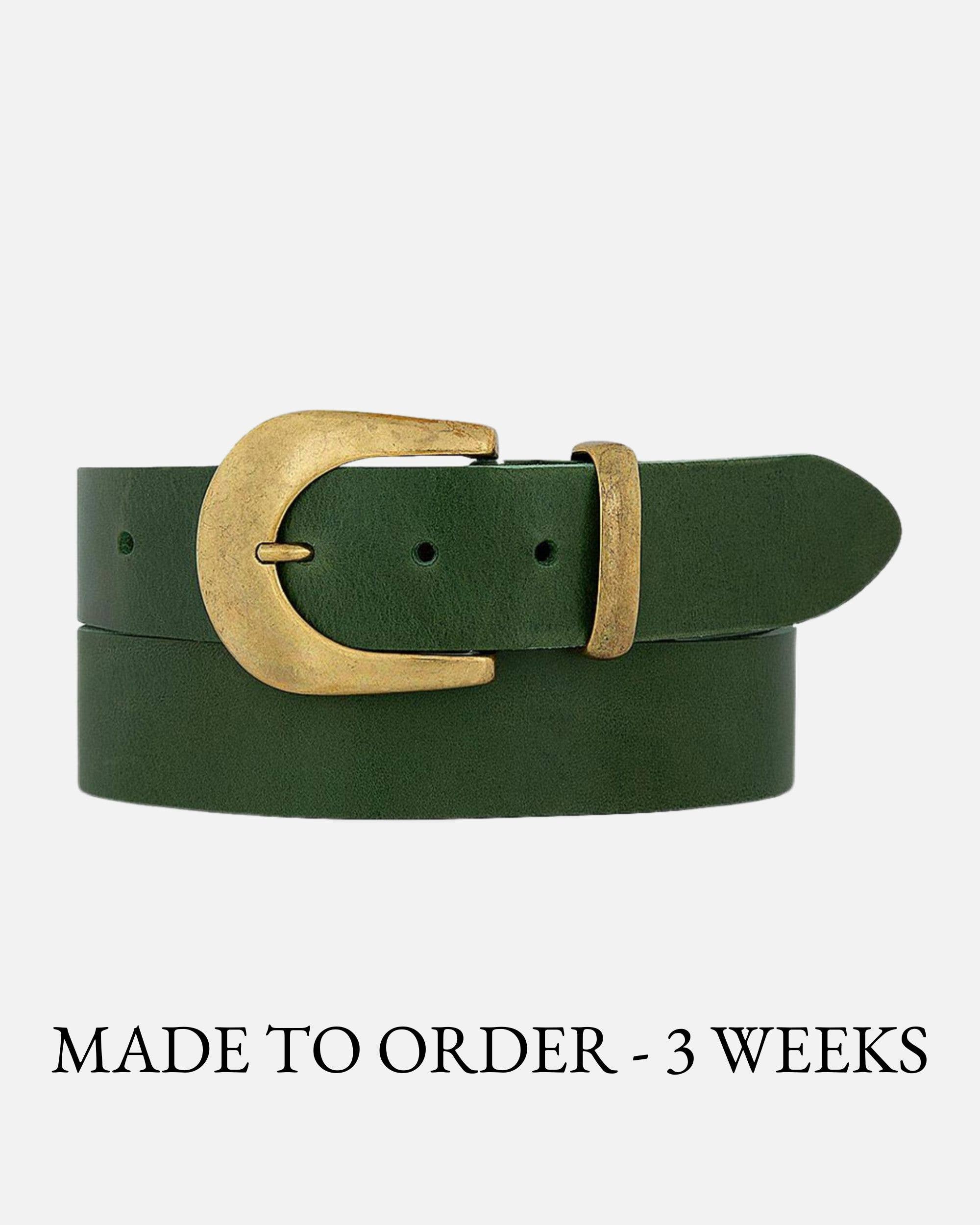 MADE TO ORDER Andrea |  Gold Buckle Leather Belt Women: Wine