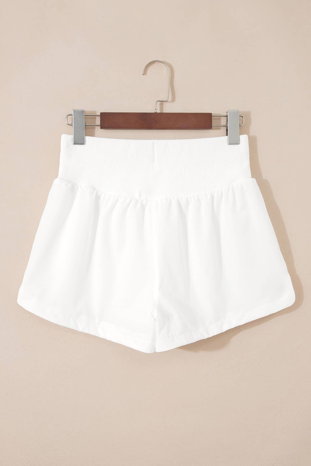Ribbed Patchwork High Waist Athletic Shorts