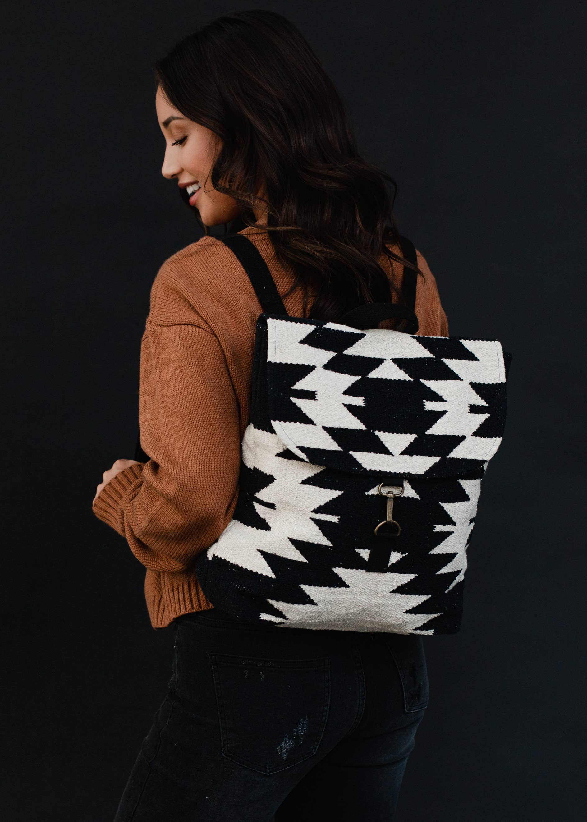 Black &amp; Cream Aztec Backpack