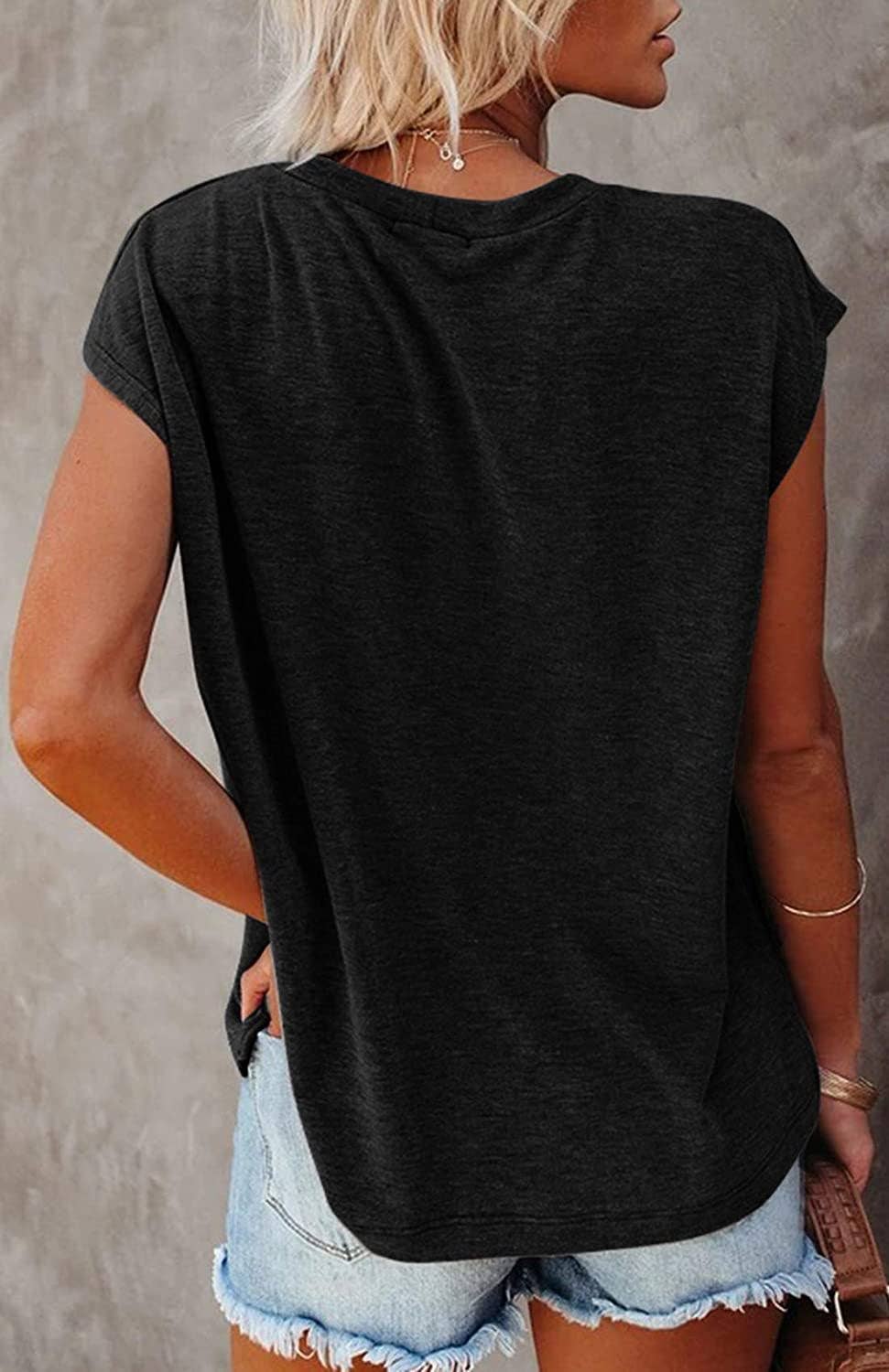 Short Cap Sleeve Black Top