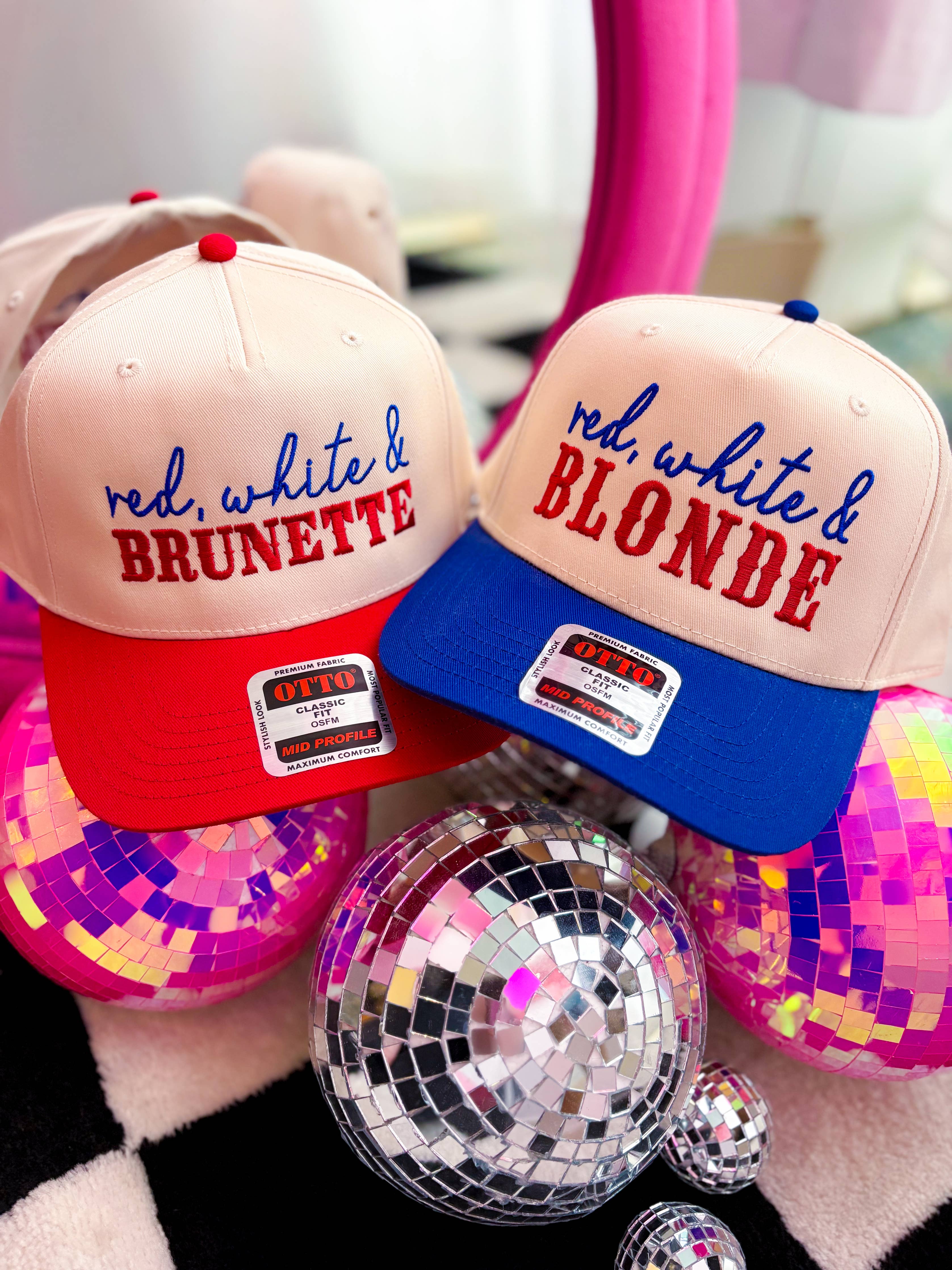 Red White & Brunette Embroidered Trucker Hat