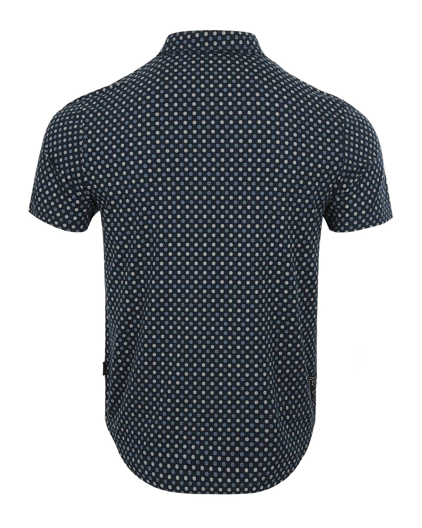 Men's Short Sleeve Polo Neck Stretch Casual Golf Work Shirt: Navy Dot