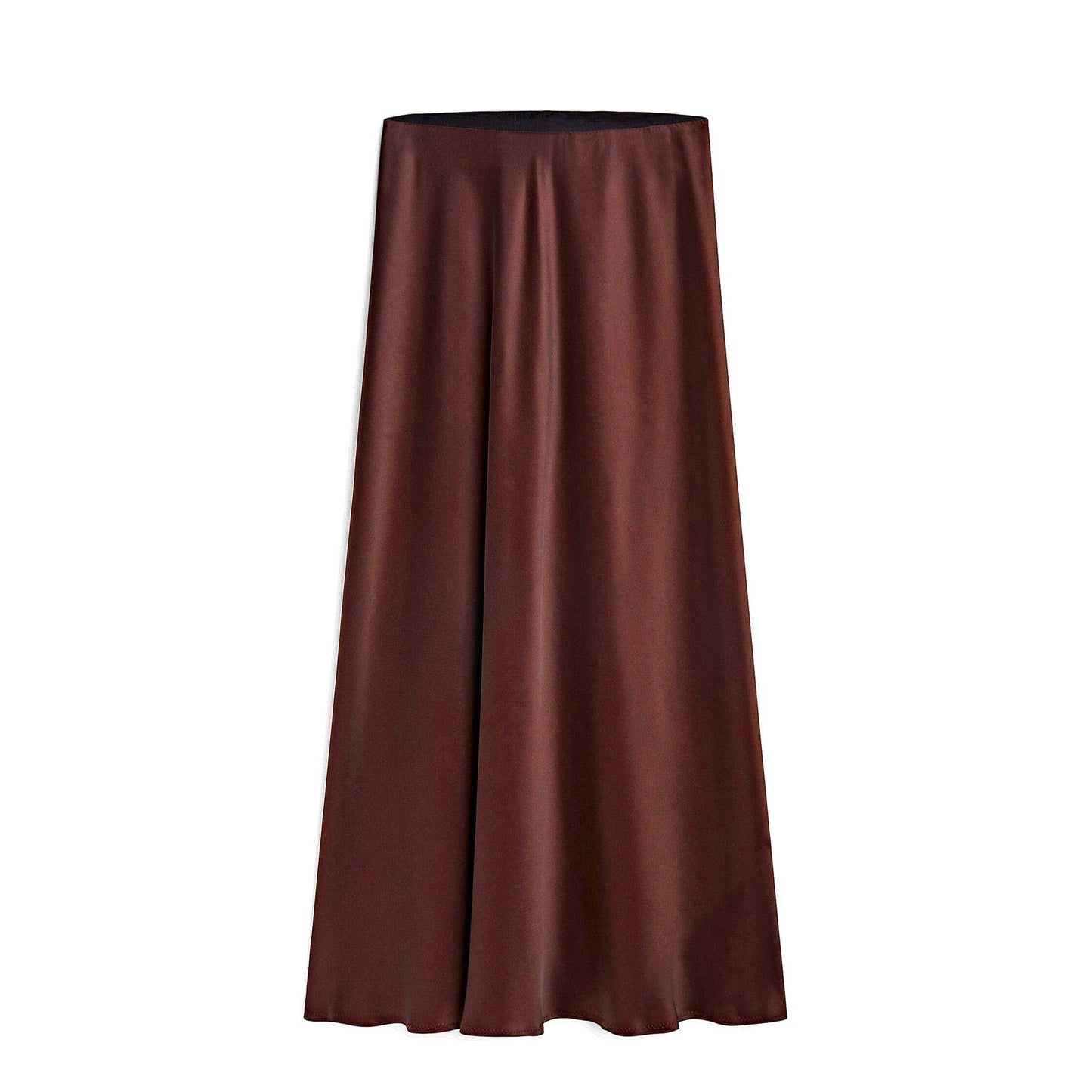 Satin Slit Maxi Skirt: Black