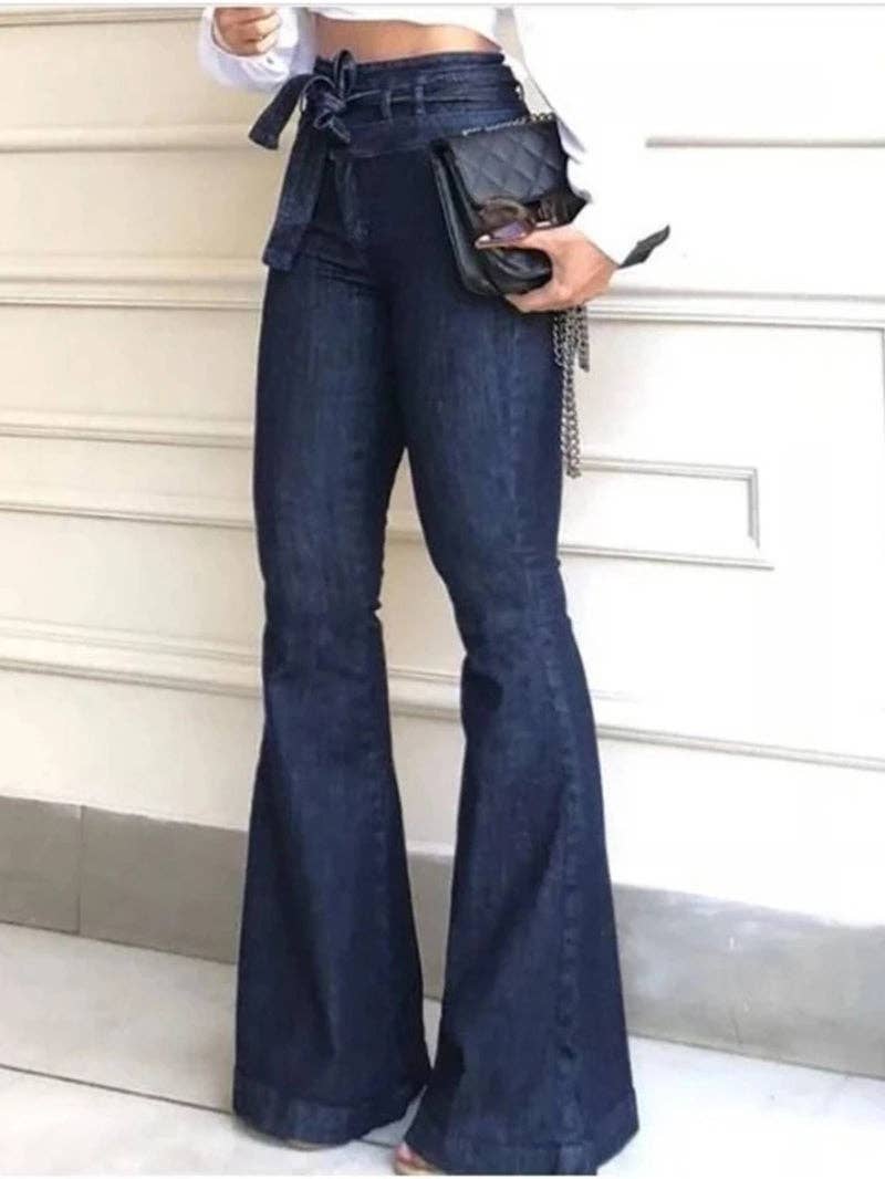 Tie Waist Flare Jeans