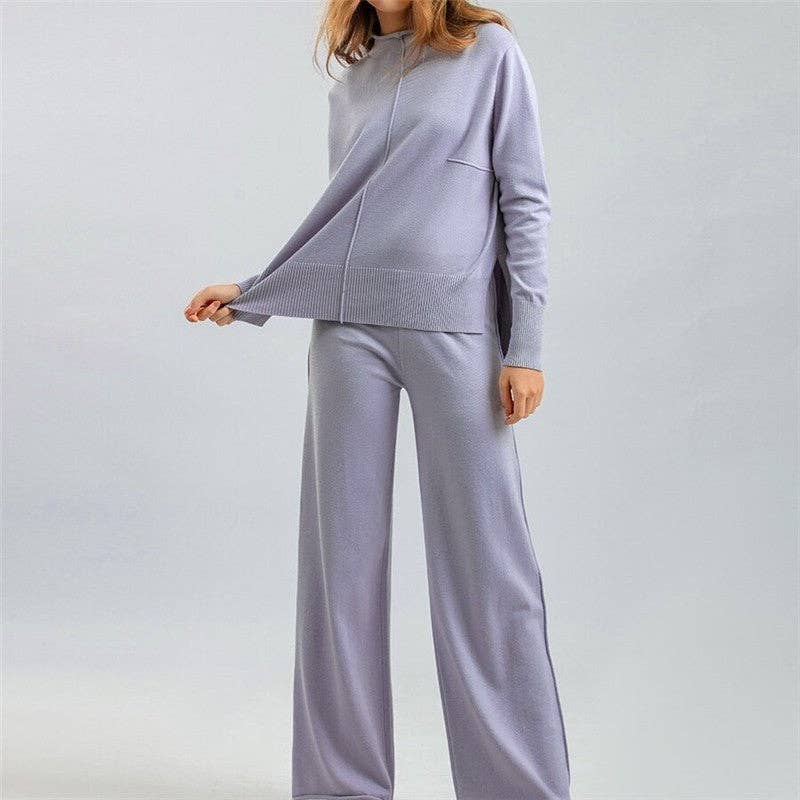 Casual Loose Sweater Wide Leg Pants Set